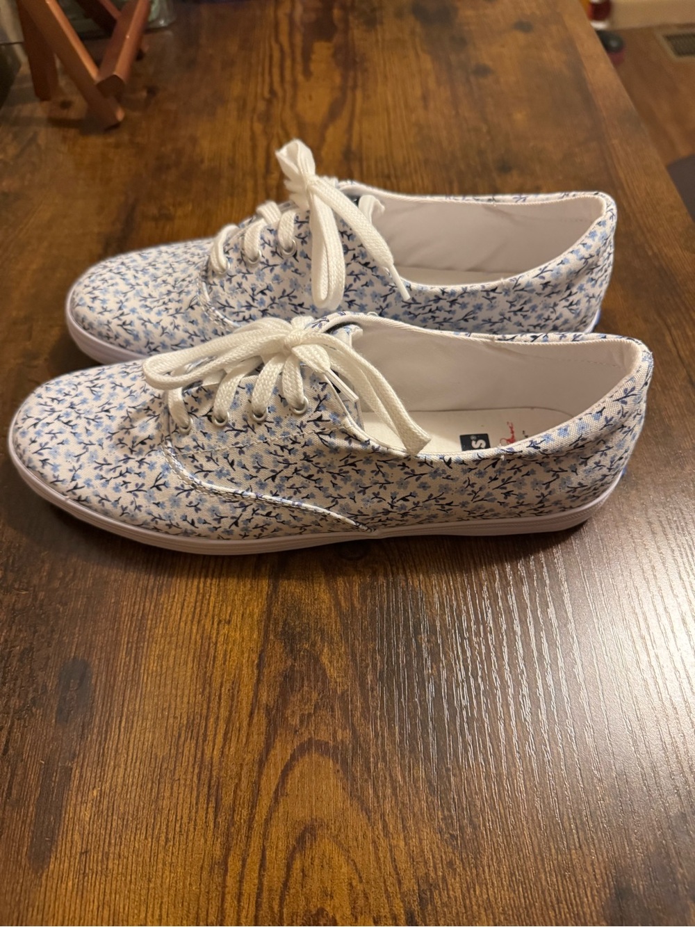 Keds Women's Cream Sneakers with Blue Floral Print